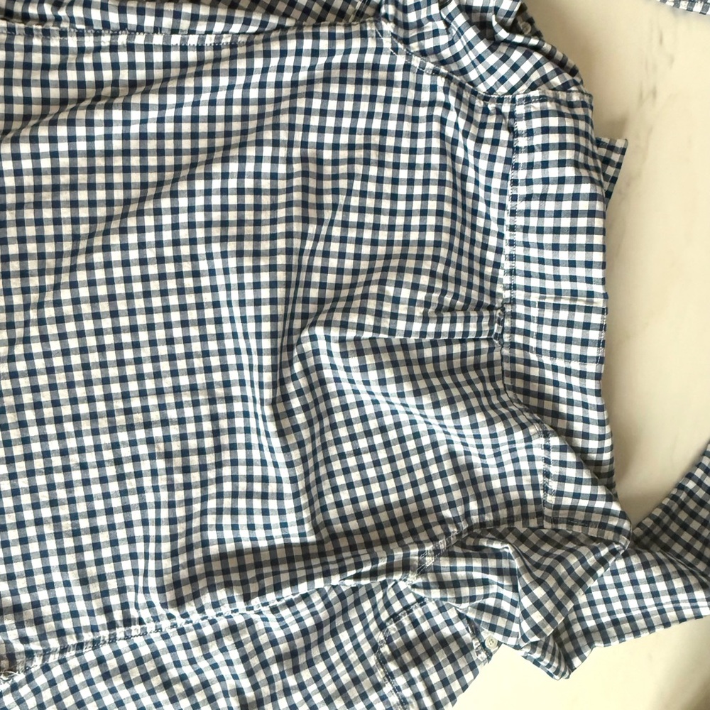 Gilly Hicks Plaid Shirt Button Down Front Navy Blue & White Checkered Size XS - Picture 16 of 17